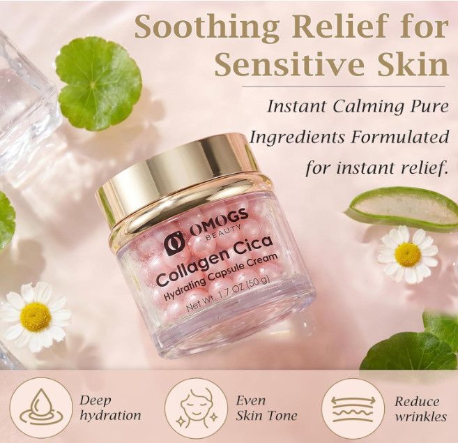 Crema De Cápsulas De Colágeno Cica Hidratante Antiarrugas Crema Facial Gel Glow