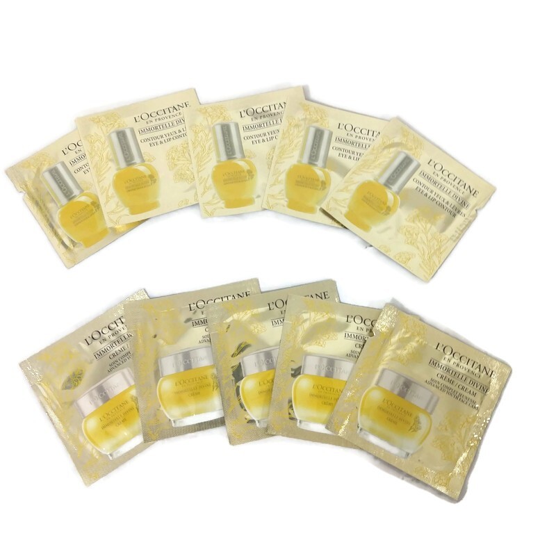 L’Occitane Immortelle Divine Face Cream X5 & Eye & Lip Contour X 5 Samples NEW