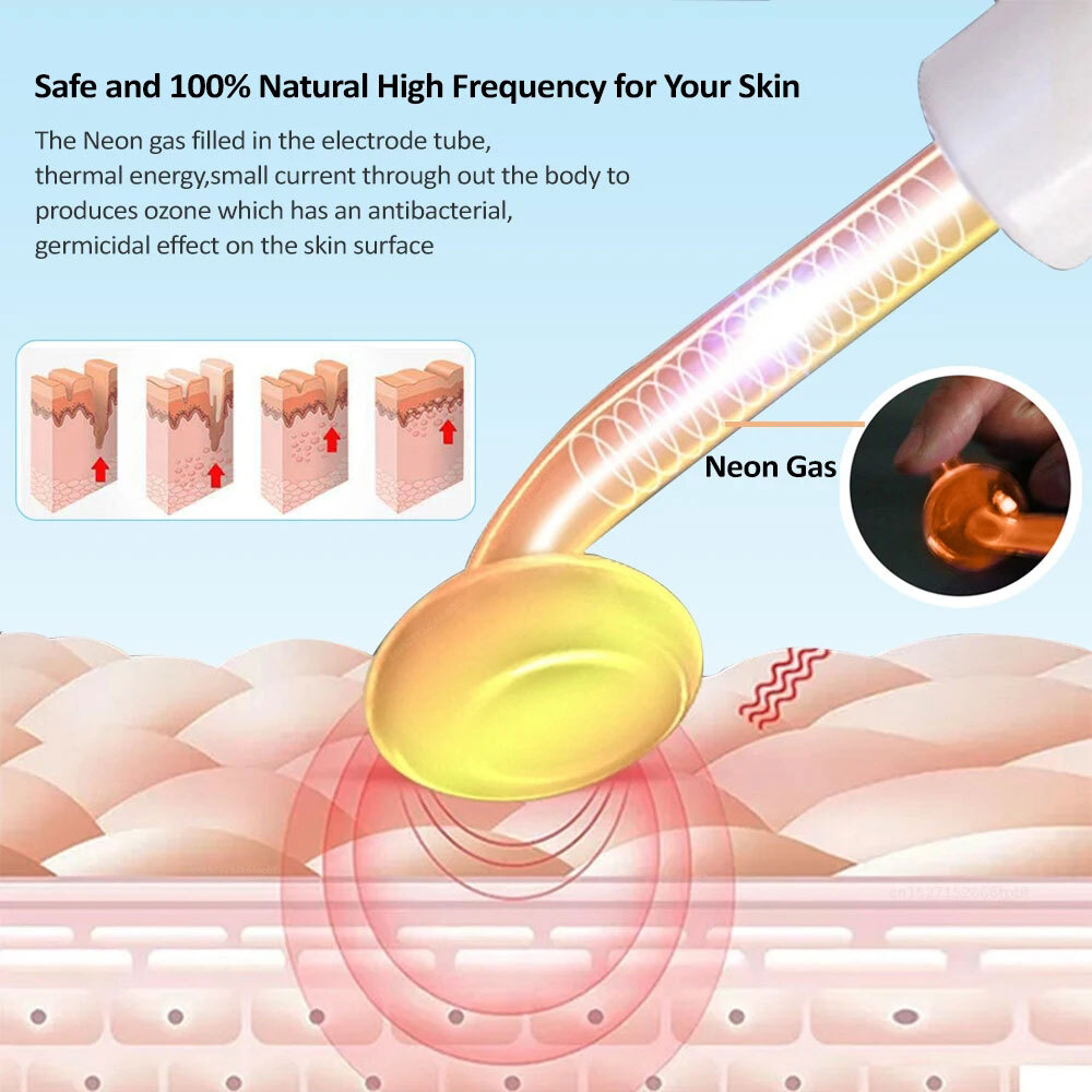 Handheld Skin Therapy Wand Machine w/Neon 4 Wands Anti-Aging Skin Tightening