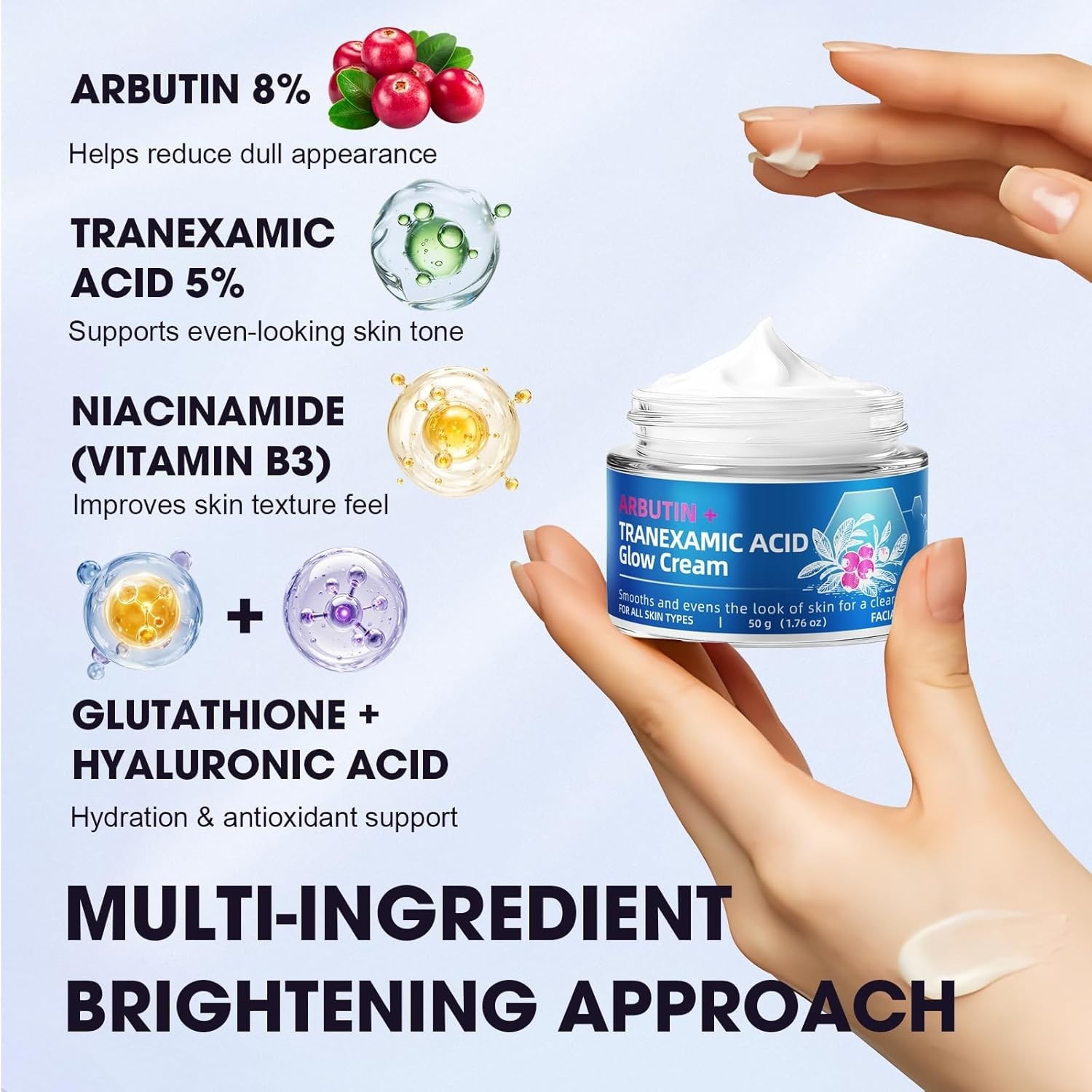 Arbutin 8% & Tranexamic Acid 5% Cream, Help Fade Dark Spots, Freckles, Blemishes