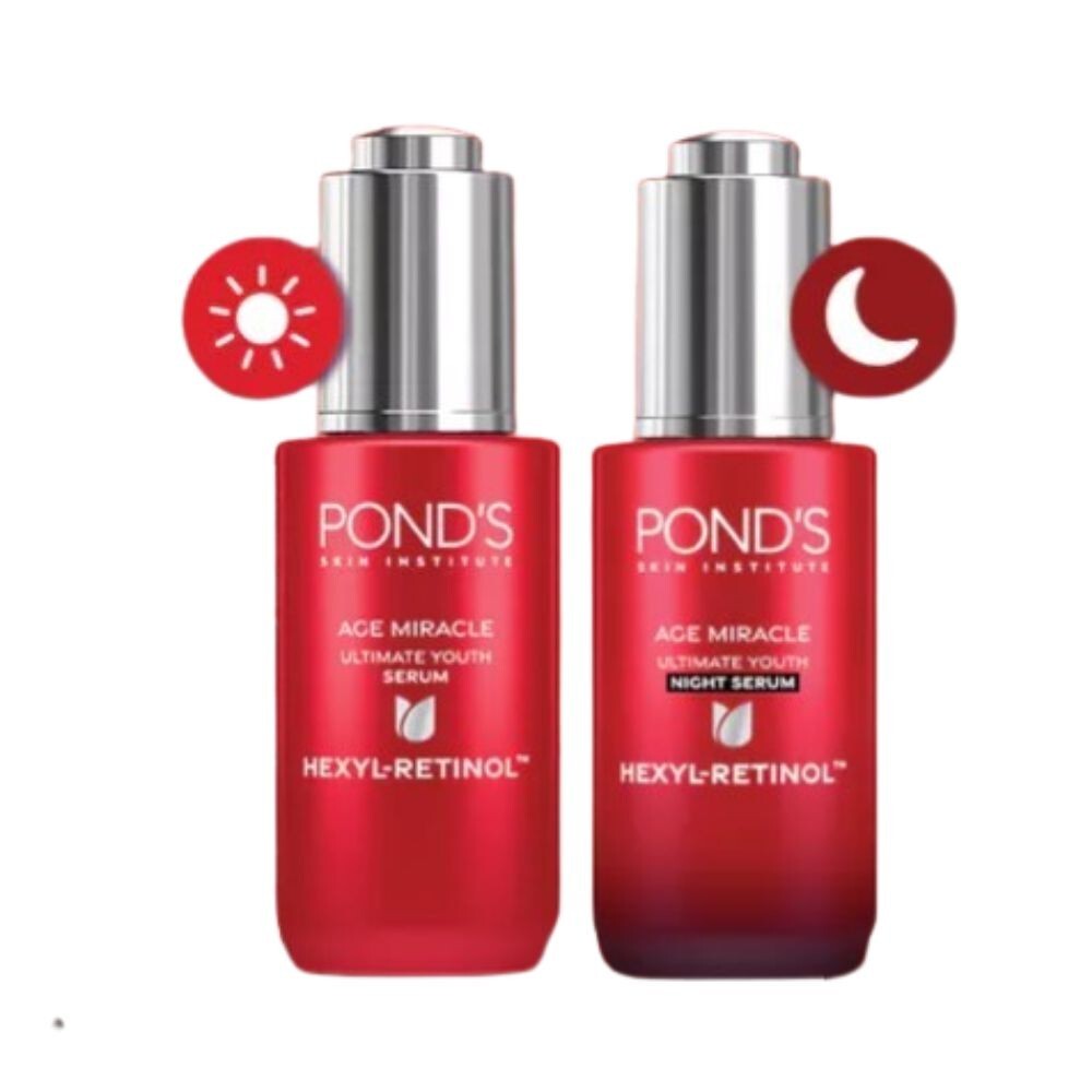 Pond’s Age Miracle Ultimate Cream Serum Set Day Night Hexyl-Retinol.