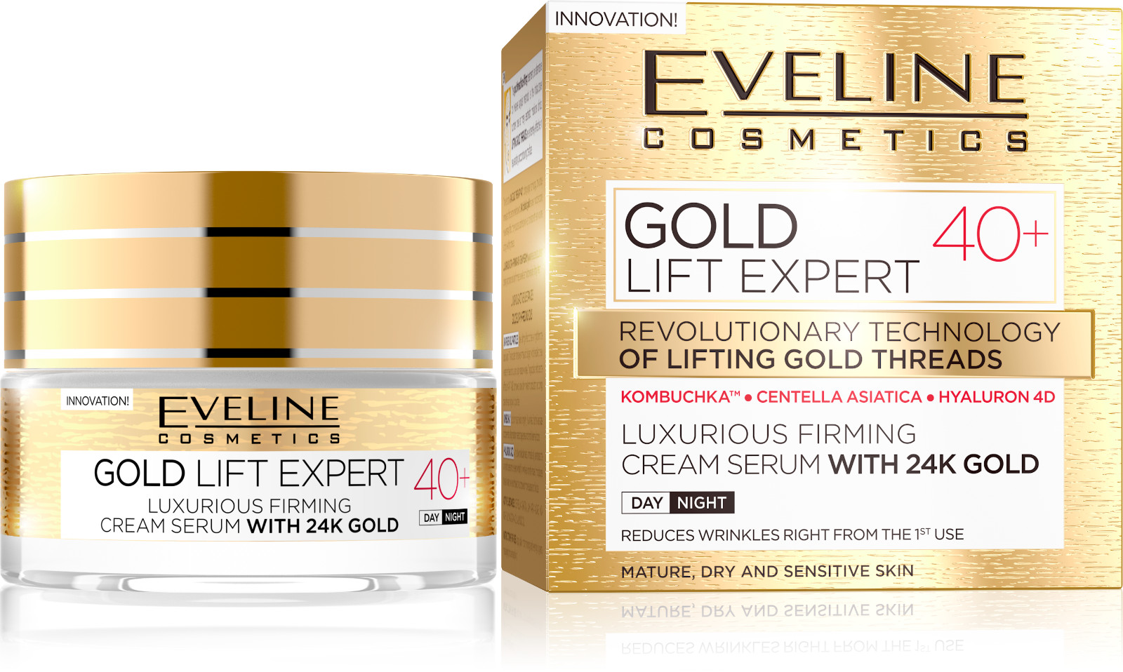 Eveline Cosmetics Gold Lift Expert Cream Serum 24K Gold Firming 40+