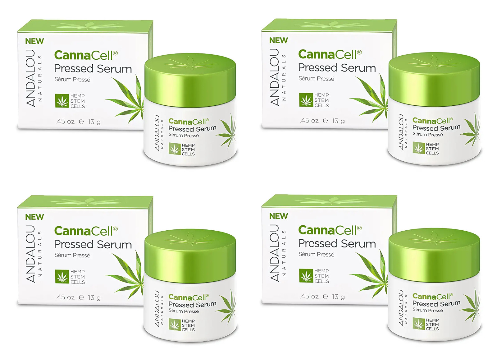 Andalou Naturals CannaCell Pressed Serum, 0.45 oz (4 Pack)