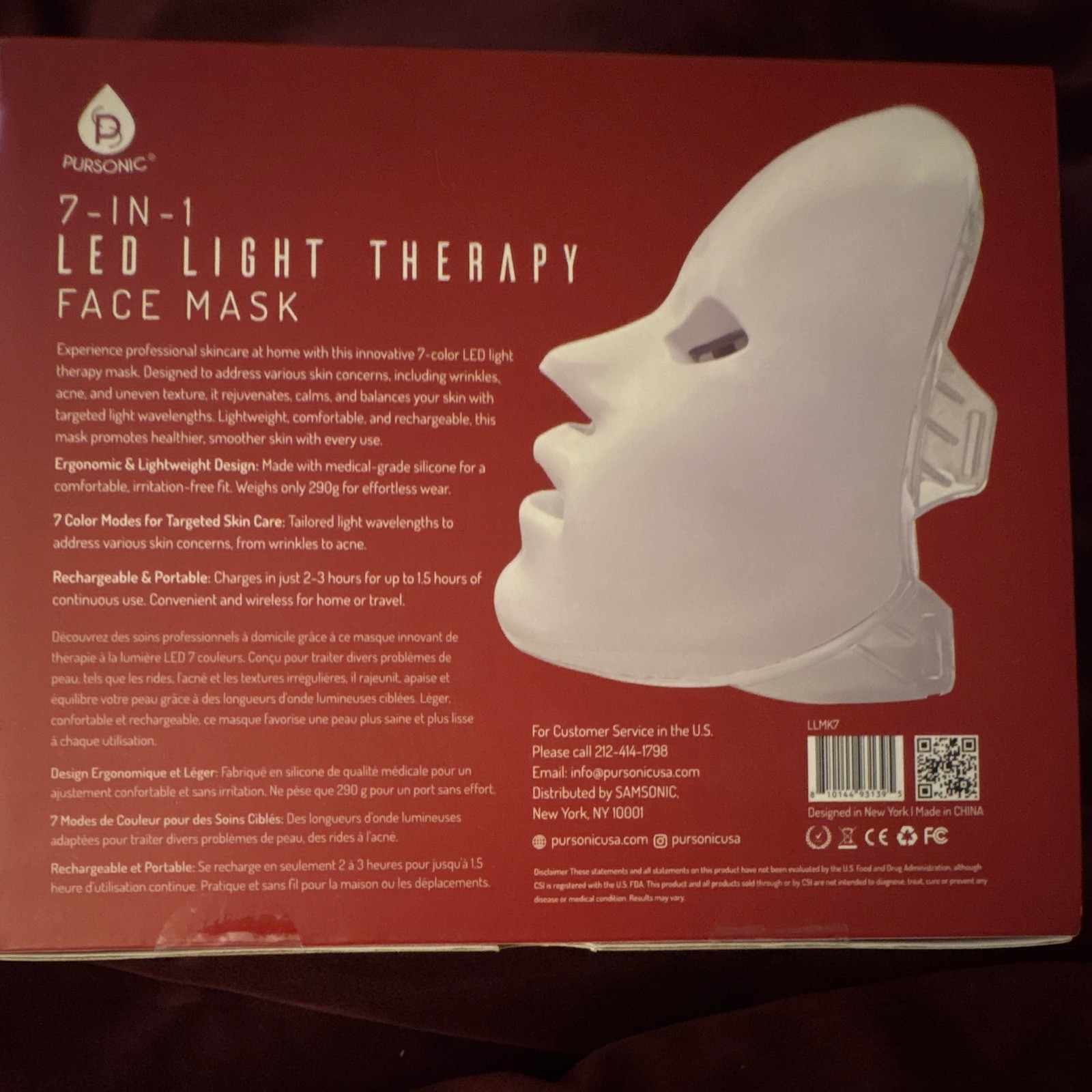 NEW Pursonic 7-in-1 LED Light Therapy Face Mask