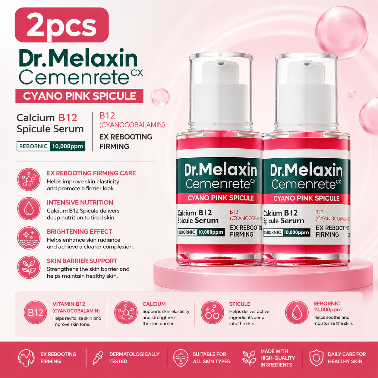 2pcs Dr.Melaxin Cemenrete Cyano Pink Spicule Serum 30ml Firming