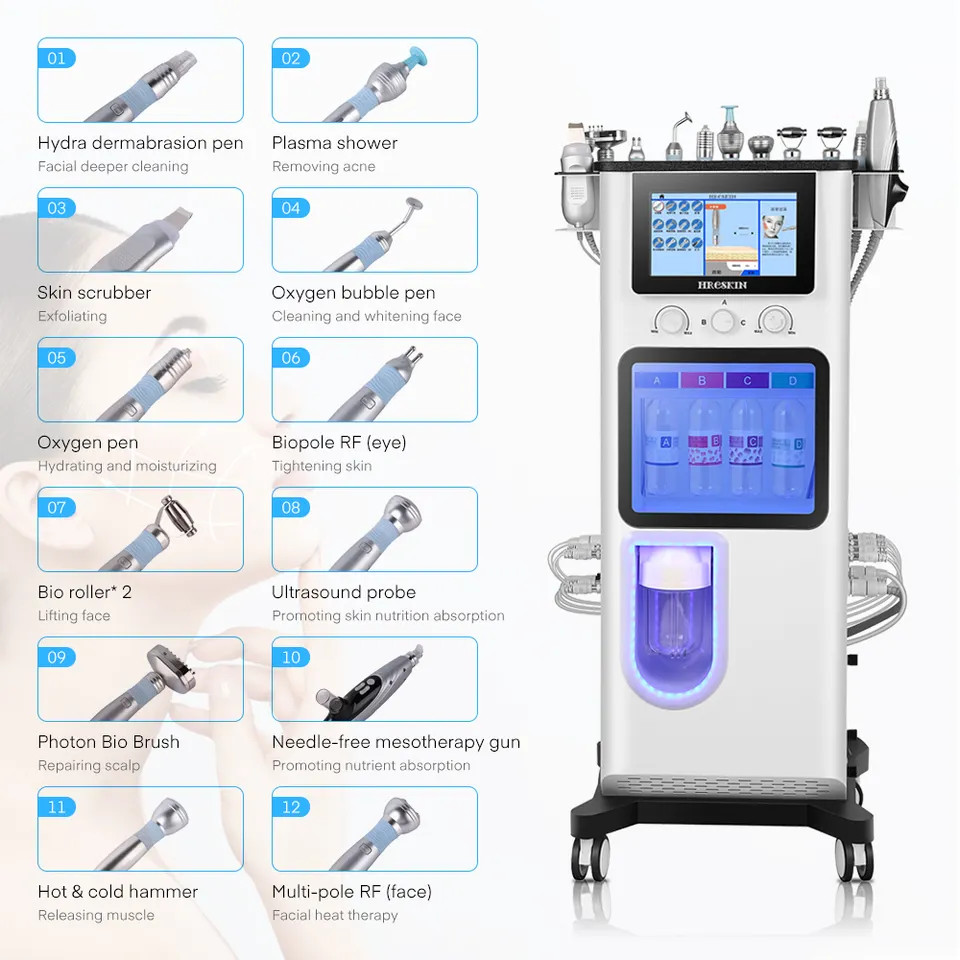 13IN1 Facial Hydro Dermabrasion Skin Peeling Water Aqua Plasma BIO Lift Machine