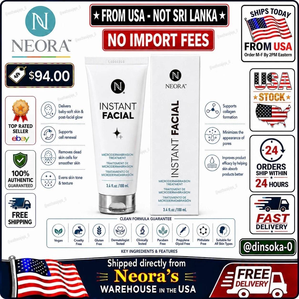 Neora Instant Facial Microdermabrasion Treatment 3.4 oz New/Sealed!🔥US Seller🔥
