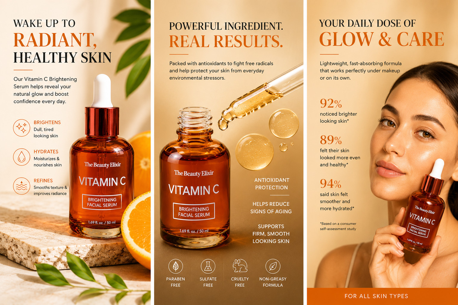 The Beauty Elixir Vitamin C Brightening Facial Serum 1.69 fl oz Anti Aging
