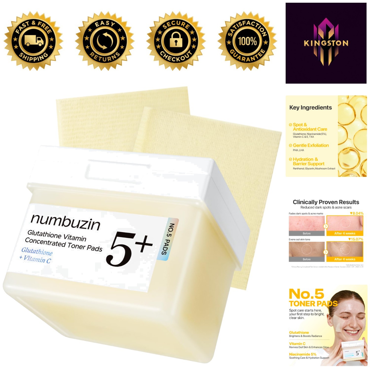 Luxurious Niacinamide Facial Pads with Glutathione – Nourishing & Pre-soaked