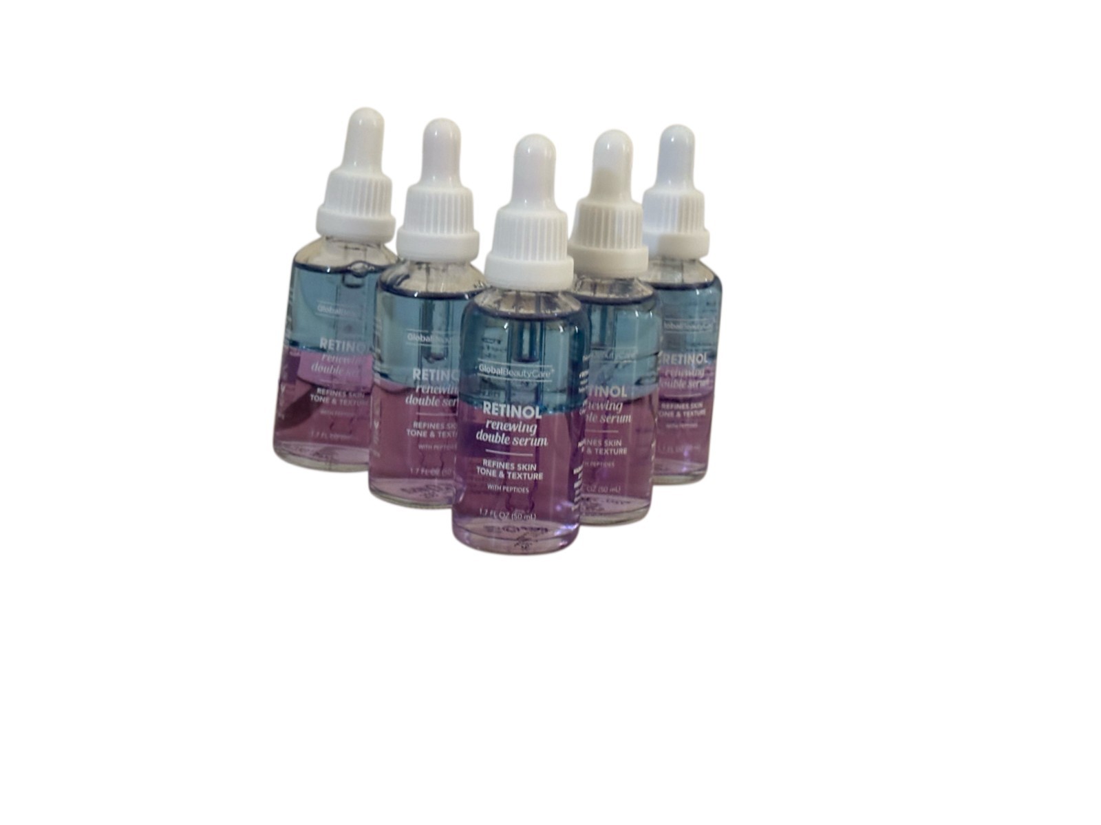 5 Global Beauty Care RETINOL RENEWING DOUBLE SERUM Tone & Texture 1.7 FL oz. NEW