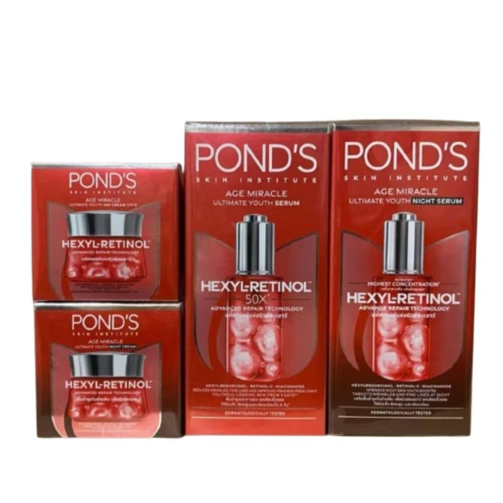 Pond’s Age Miracle Ultimate Cream Serum Set Day Night Hexyl-Retinol.
