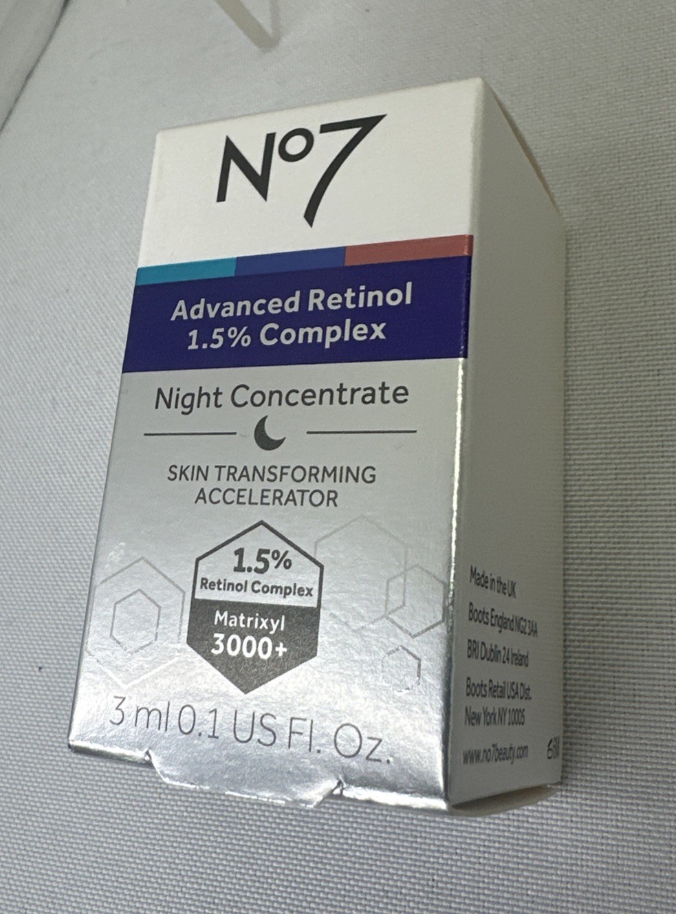 NEW No7 Advanced Retinol 1.5% Complex Night Concentrate 0.1oz 3ml SAMPLE SIZE