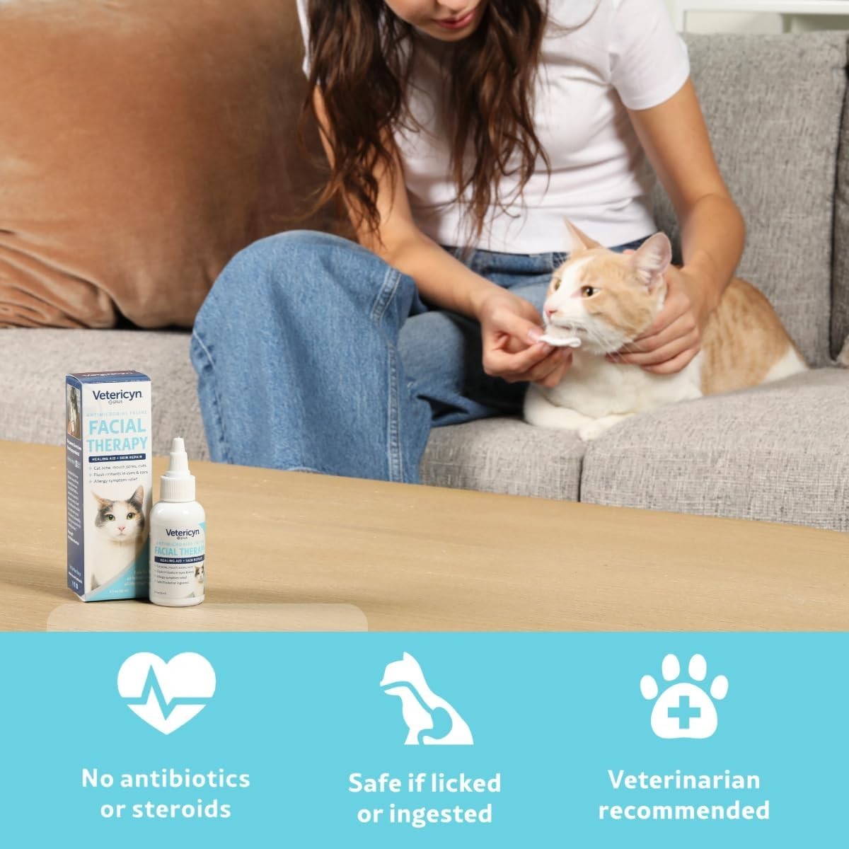 Daily Cat Eye and Ear Care – Plus Feline Facial Therapy (2oz) for Healing