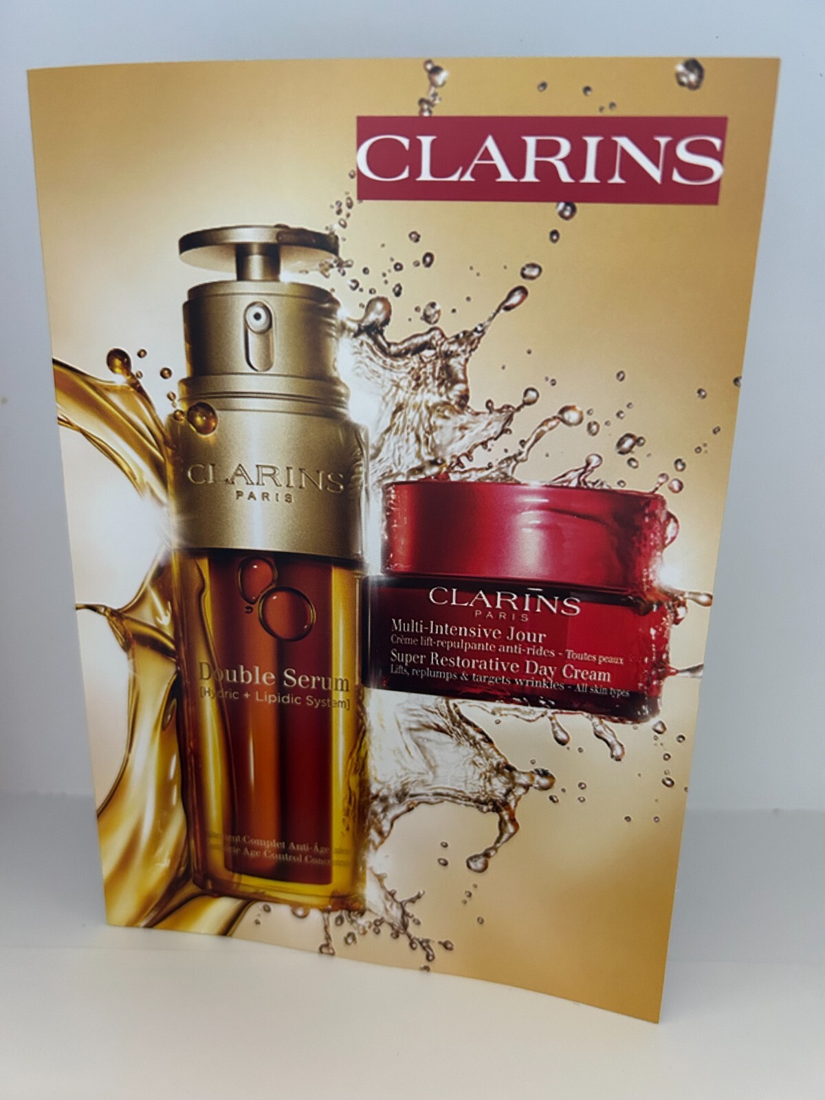 25 Pack Clarins Double Serum + Super Restorative Day Cream Sample Card