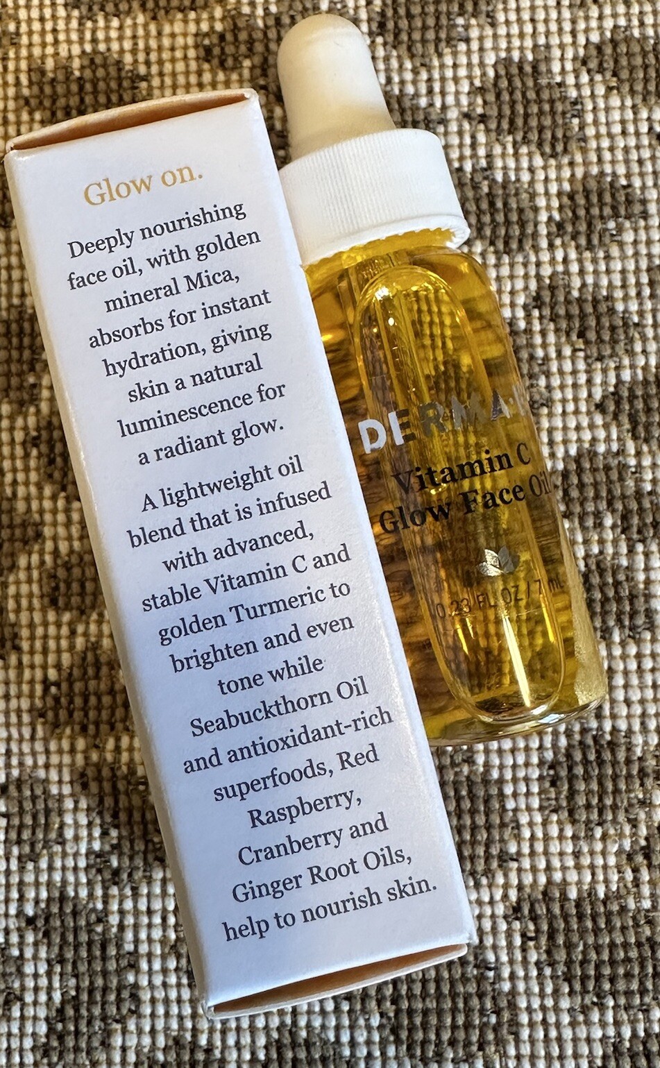Derma E Vitamin C Glow Face Oil~Deluxe Sample Size 0.23fl oz~New In Box!