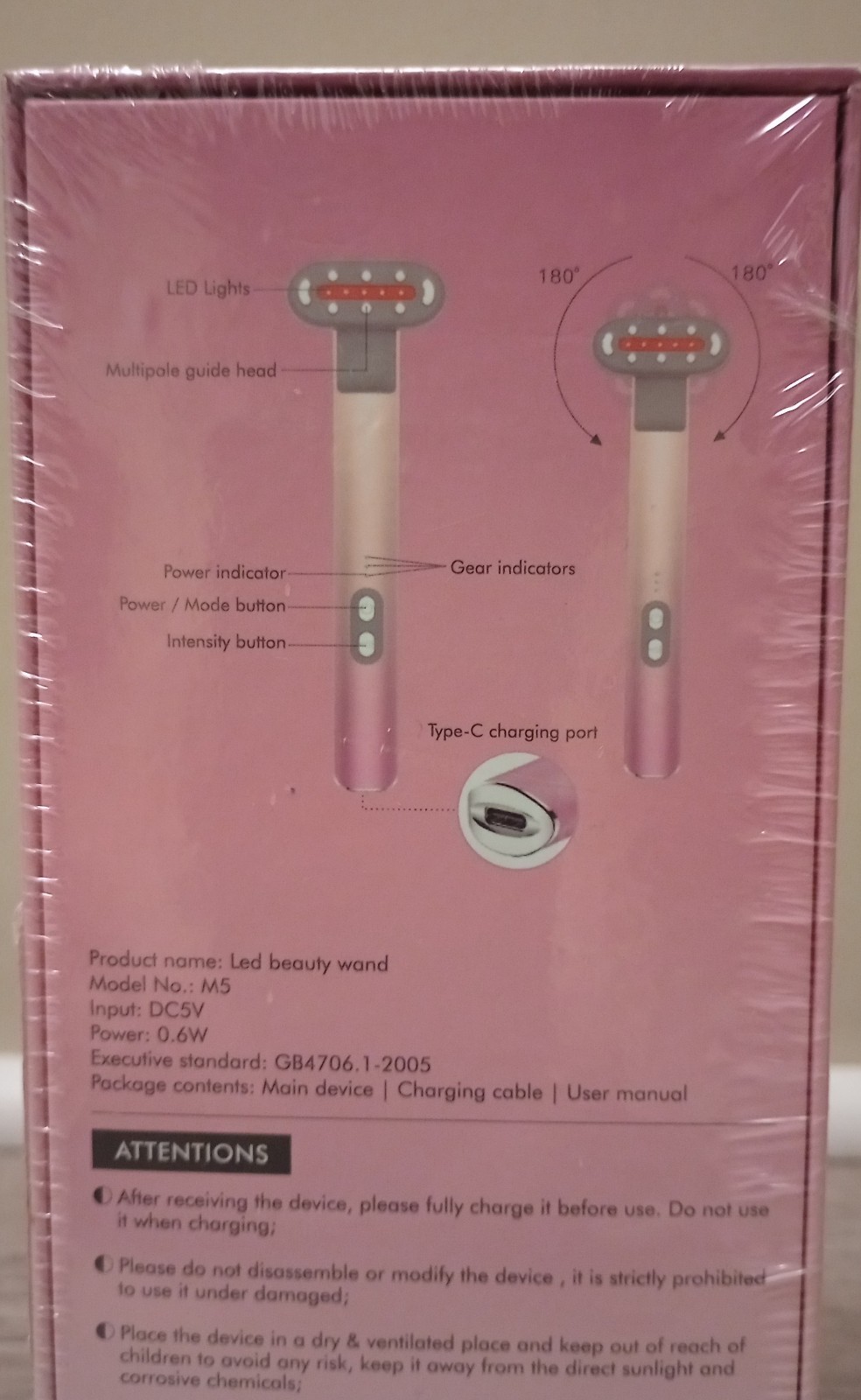 Facial LED Beauty Wand M5 Red Light Therapy Massage for Skin Care & Anti-Aging