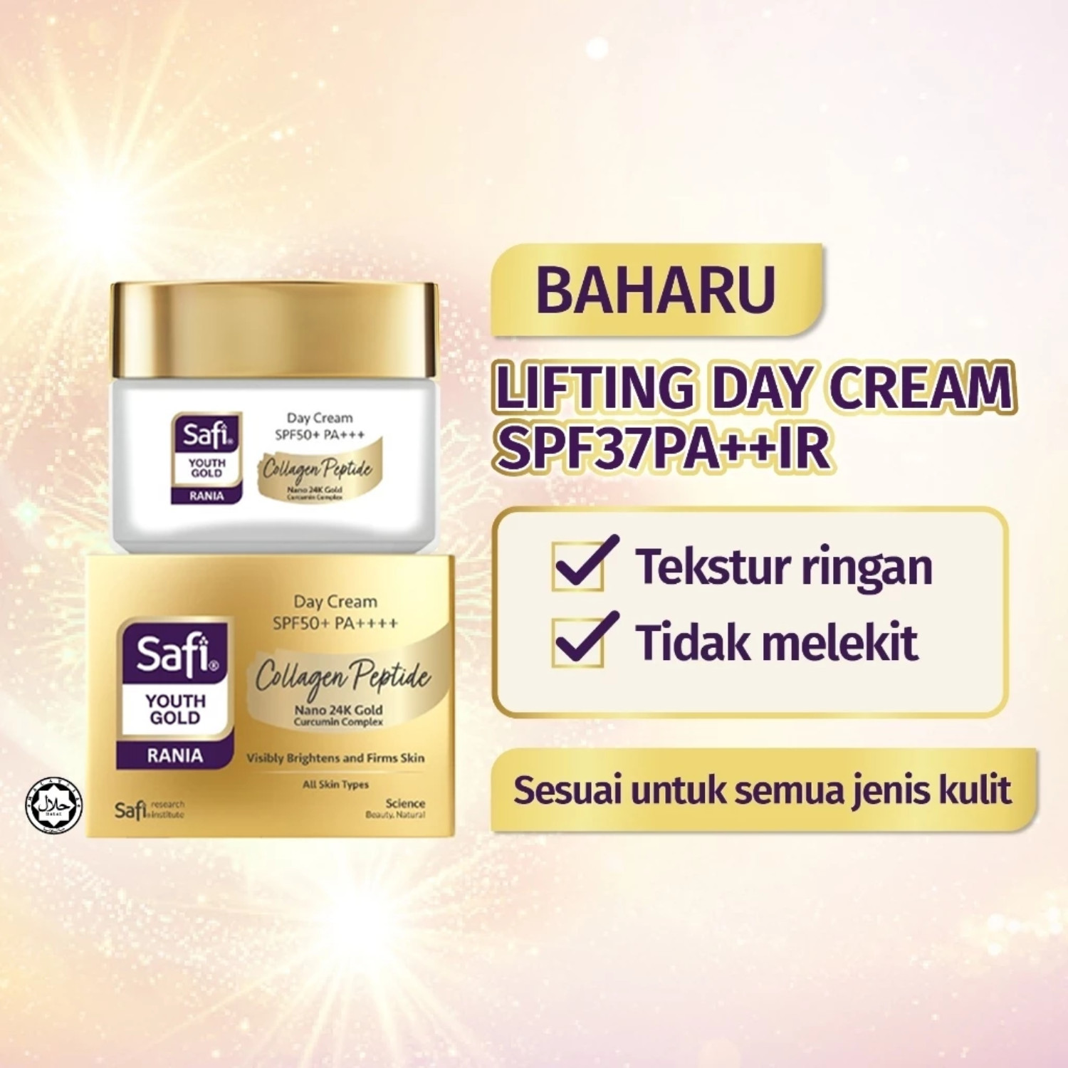 SAFI Youth Gold Day Rania Cream SPF50+ PA++++ 45g│Visibly Brightens & Firms Skin