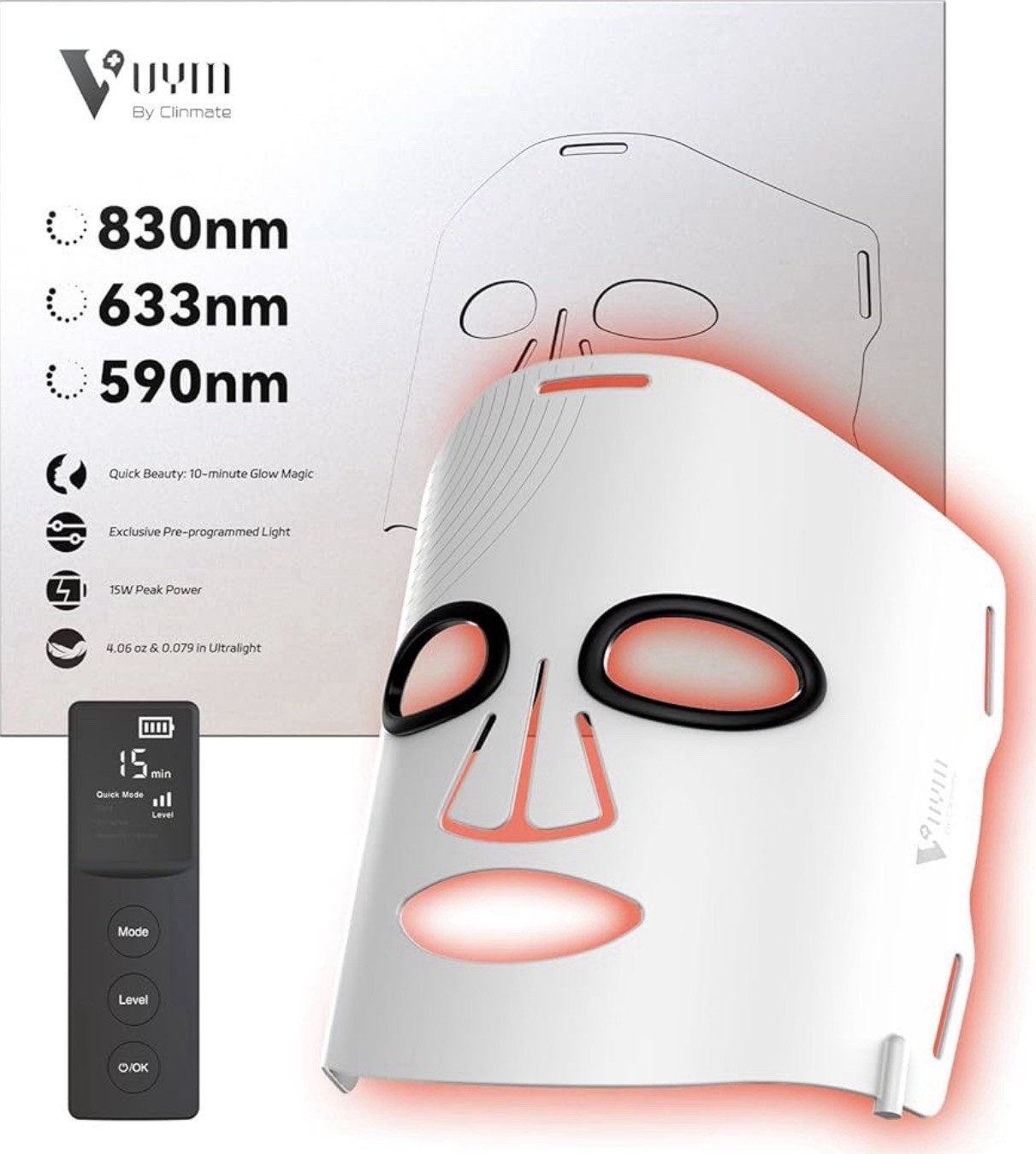 Infrared Light Therapy Face Mask: High-Energy 3-Color 292 Beams
