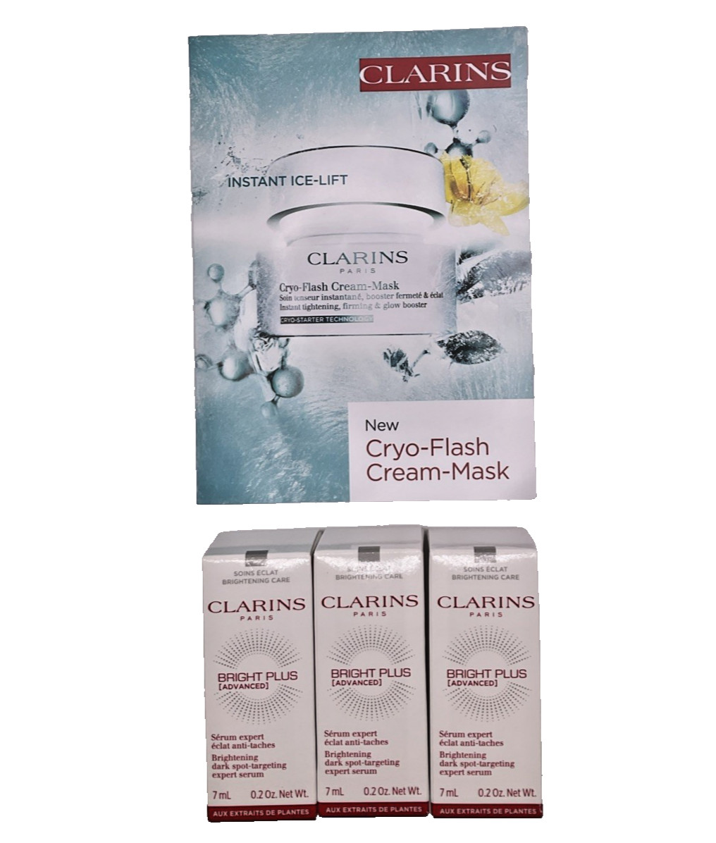 Clarins Bright Plus Advanced Brightening Serum Cryo Flash Cream Mask EXP 2029