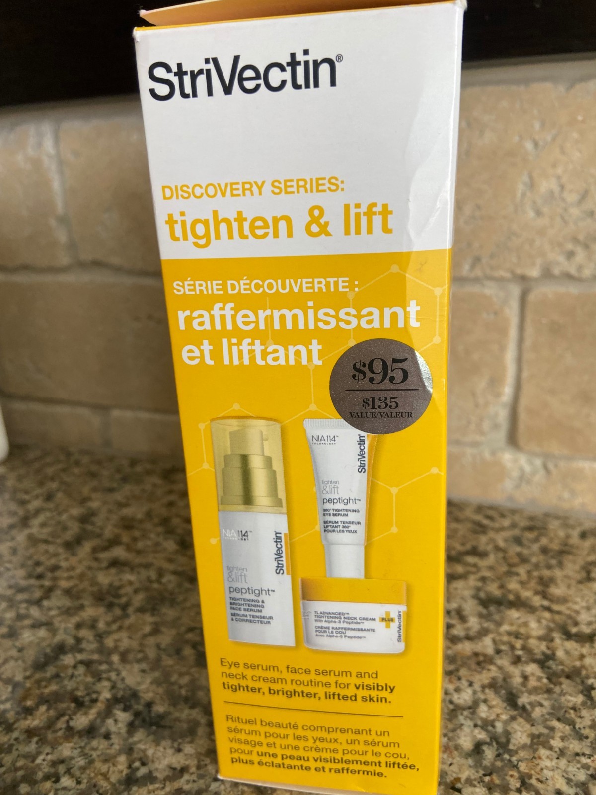 StriVectin Tighten & Lift 3 Step Kit Peptide Face Eye Serum Neck Cream Plus Firm
