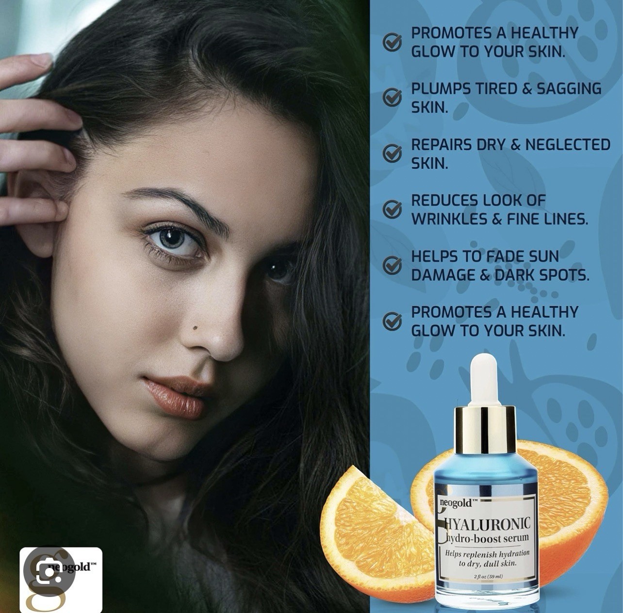 Neogold Hydrating Hyaluronic Acid Hydro Boost Serum New 2 fl. oz. For Wrinkles