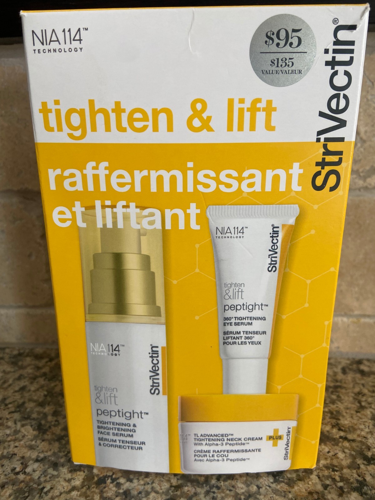 StriVectin Tighten & Lift 3 Step Kit Peptide Face Eye Serum Neck Cream Plus Firm