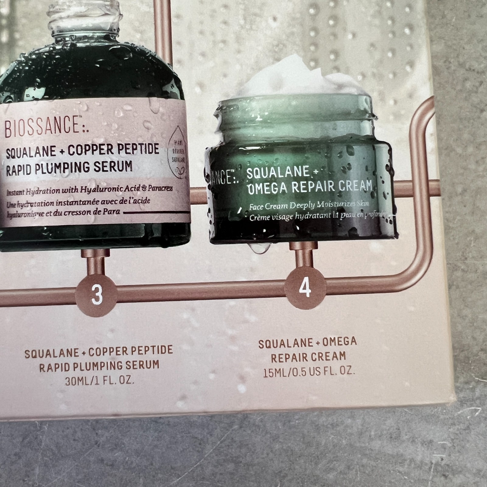 Biossance Plump Hydrate Skincare Set Squalane Amino Aloe Copper Peptide New