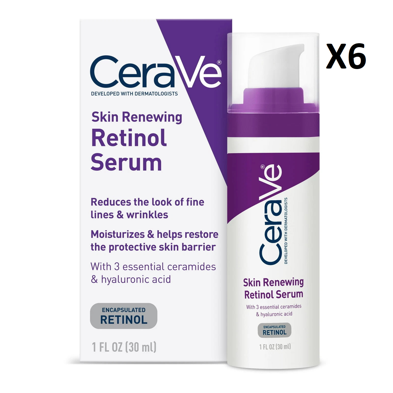 ✅*NEW* CeraVe Anti Aging Retinol Serum 1oz Cream Serum Smoothing Fine Lines x6✅