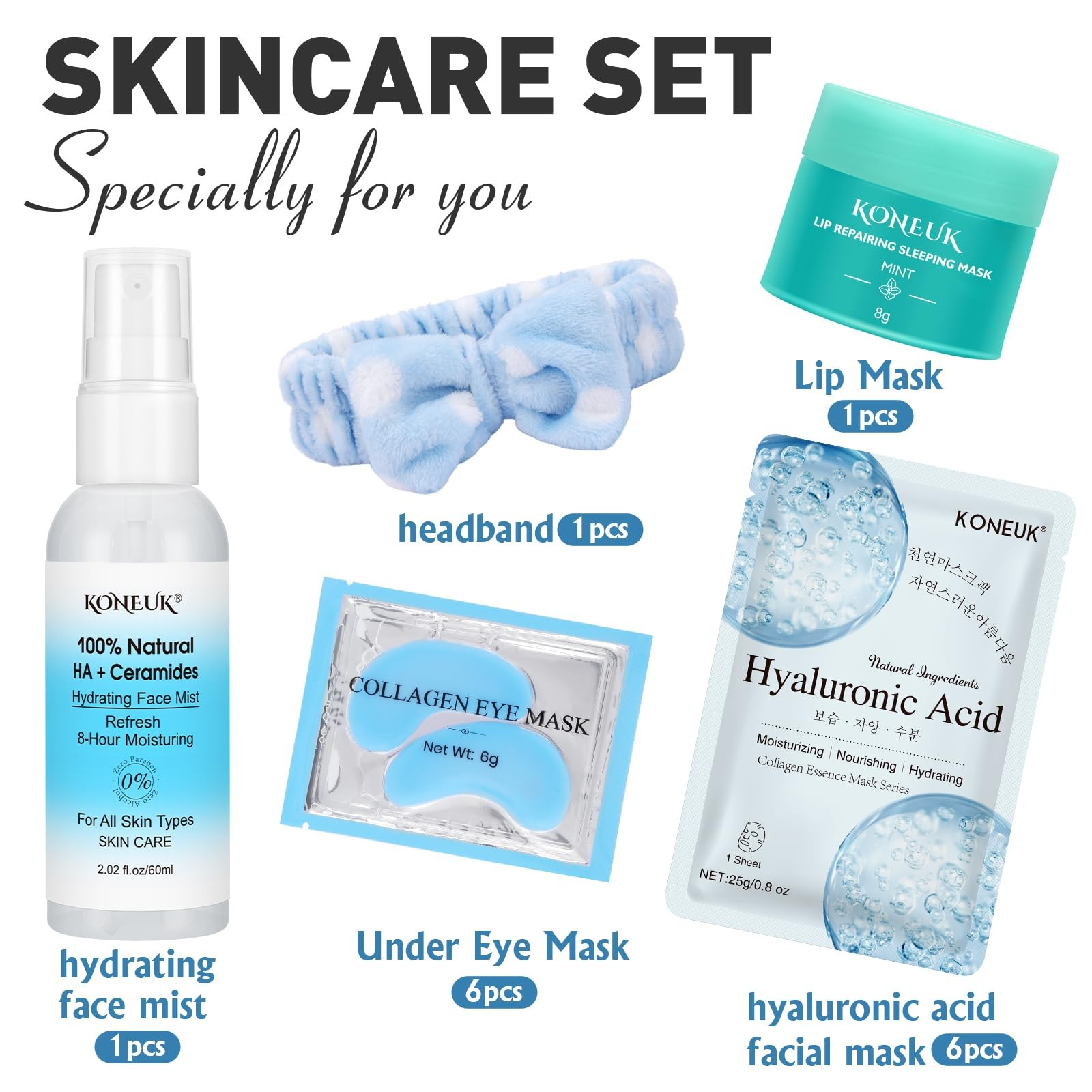 15 PACK Skincare Set with Facial Masks, Under Eye Patches, Face Mist, Lip Mas…