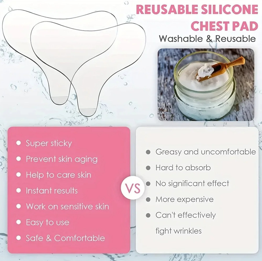 1pc Reusable T-Shaped Silicone Chest Wrinkle Patch Anti Aging Skin Pad – NEW