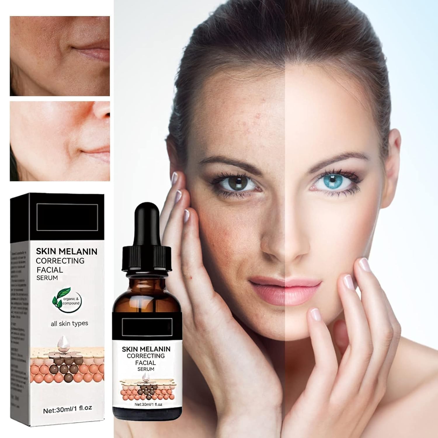 Brightening Melanin Correcting Facial Serum with Vitamin C Duo, 2.14 Fl Oz