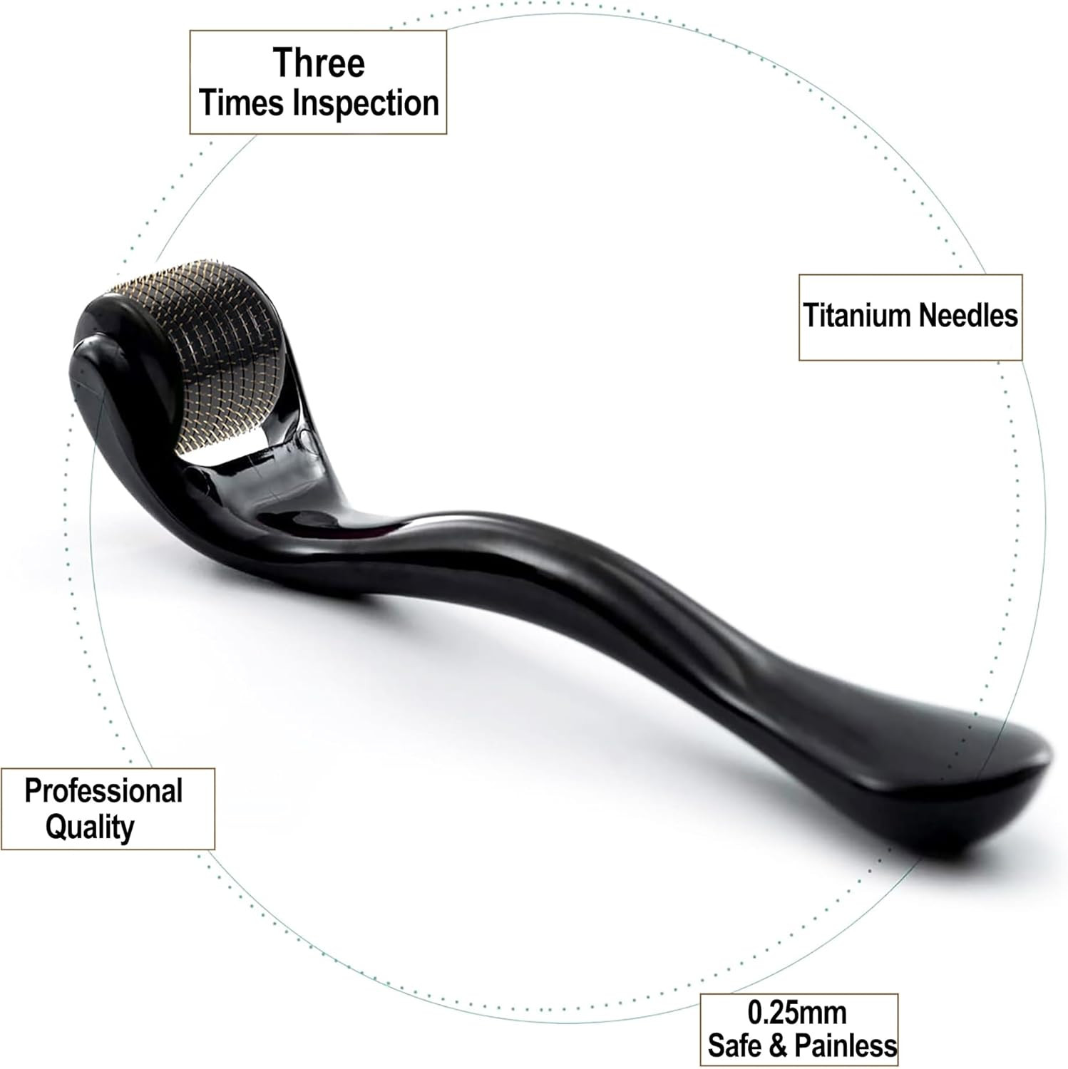 Derma Roller Microneedling Roller for Face Beard Hair Scalp – 0.25Mm Titanium Mi