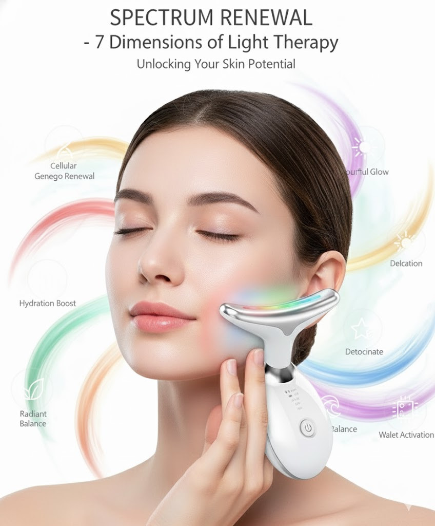 Pulsed Light Therapy Handheld Device for Face & Neck | LED Skin Rejuvenation Mas
