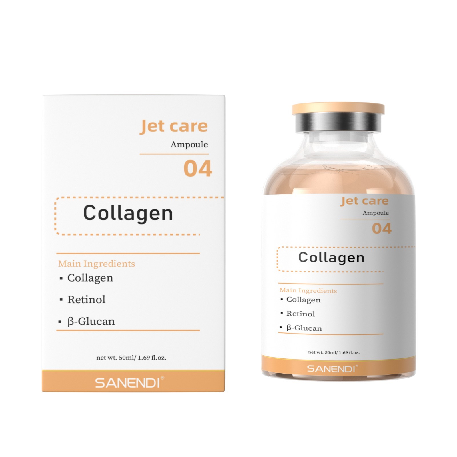 SANENDI Jet Care 04 Collagen Ampoule Serum, 50ml Anti-Aging Firming Facial Boost