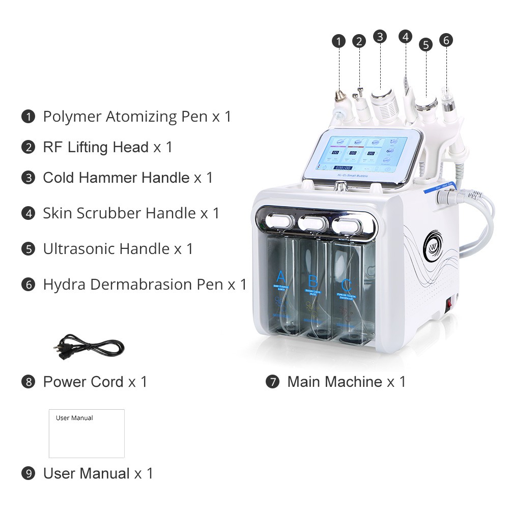 6 in1 Hydra Water Facial Cleaner Aqua Peel Hydro Dermabrasion Beauty Machine