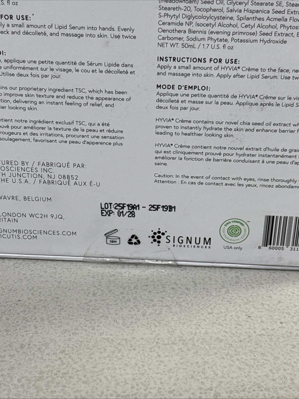 NEW – EPICUTIS Luxury Skincare Set Lipid Serum Hyvia Creme