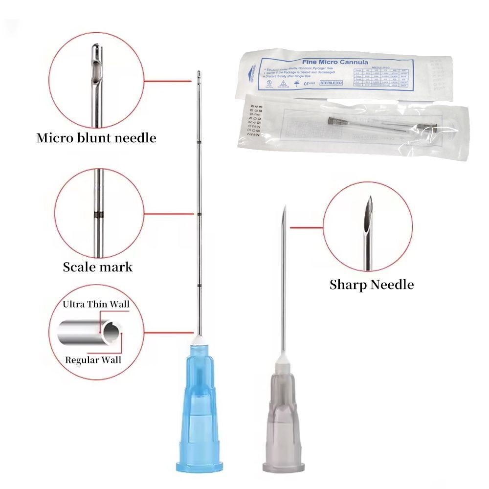 Beauty Salon Flexible Disposable Sterile Micro Cannula Blunt Tips