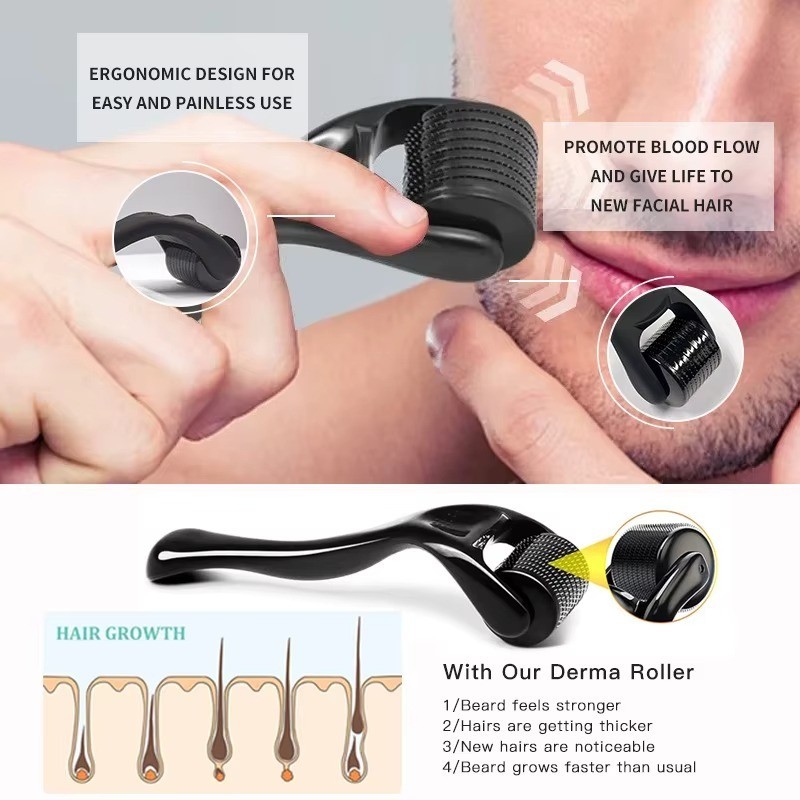 540 Microneedle Derma Roller 0.2mm 0.3mm Skin Face Beard Hair Growth Scalp Tool