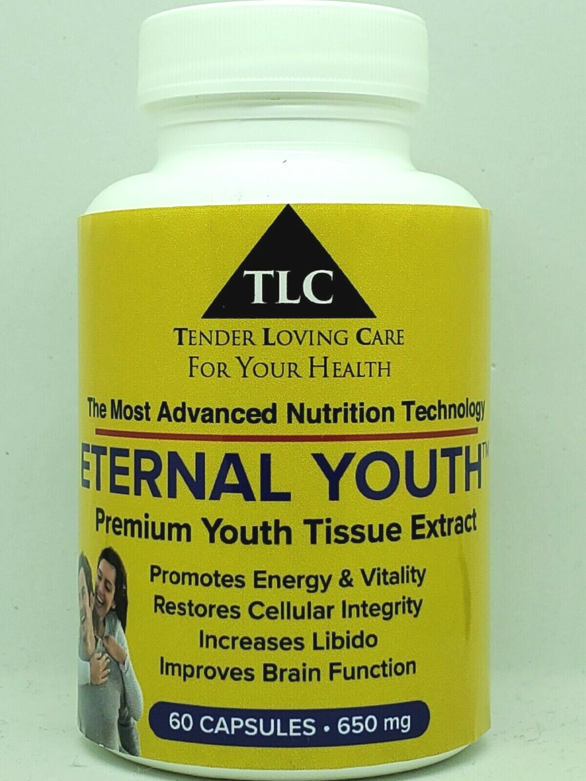 YOUTH TISSUE EXTRACT TLC ETERNAL YOUTH 60 CAPS 650 MG ANTI AGING FEEL YOUNGER