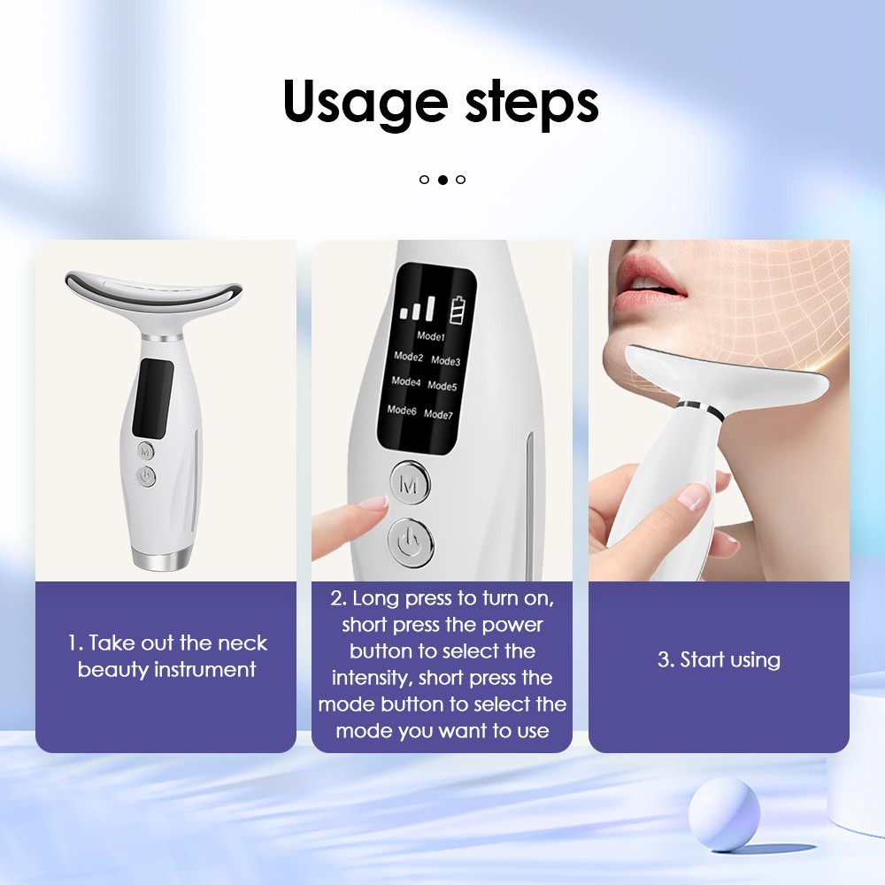 Neck Face Beauty Device, Skin Care Face Massage,3 in 1 Facial Massager 7 Modes