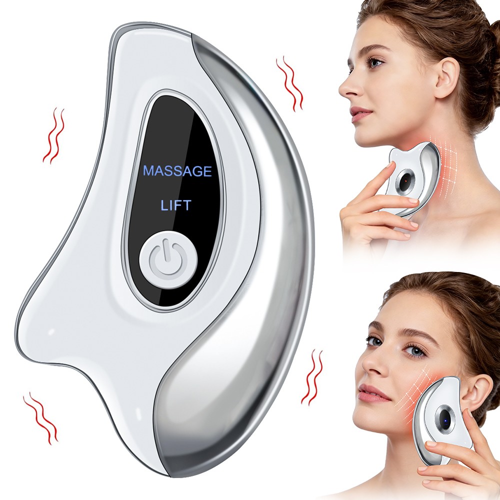 Electric Red Blue Light Gua Sha Facial Tool W/ Heated Vibration Facial Massager