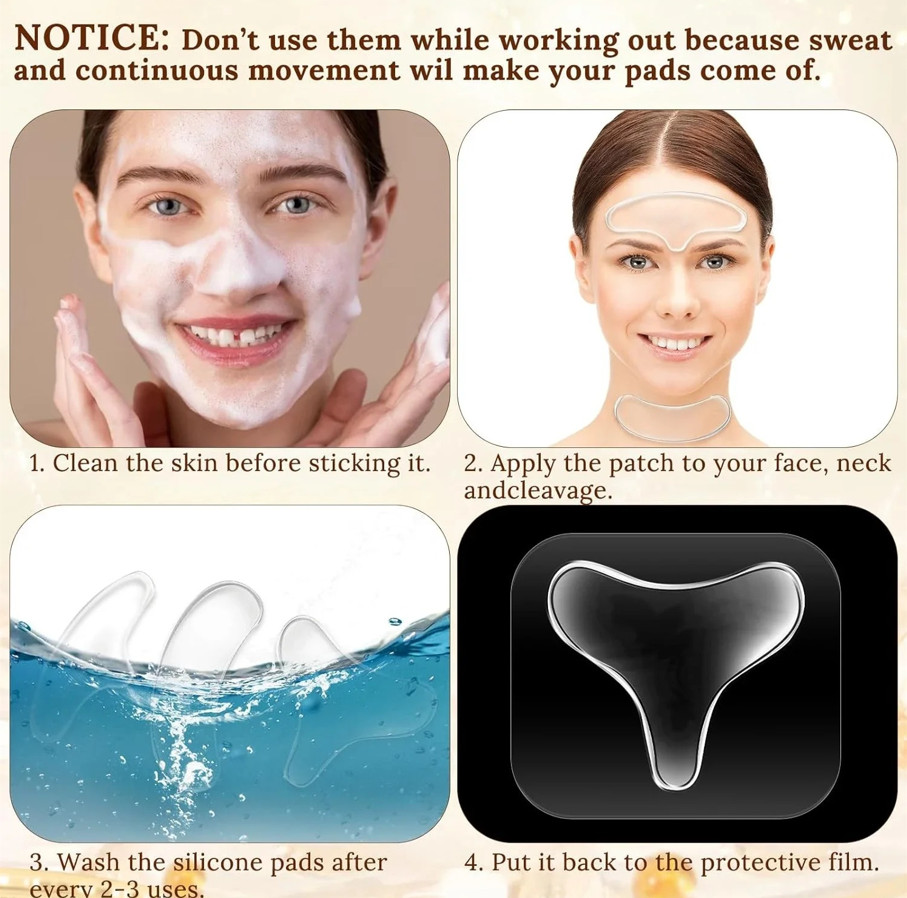 1pc Reusable T-Shaped Silicone Chest Wrinkle Patch Anti Aging Skin Pad – NEW