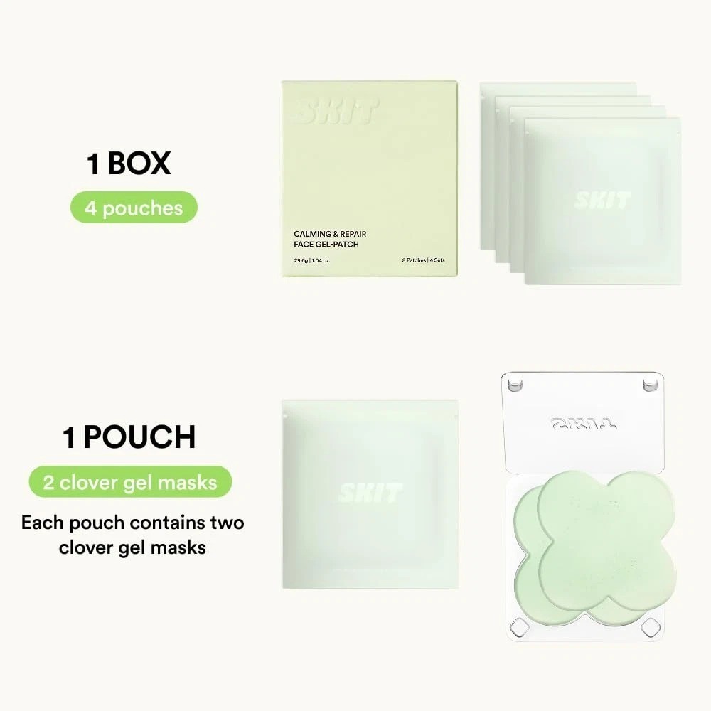 Skit Cica Azulene Gel Face Patches 4 Sets Soothing Redness K-Beauty