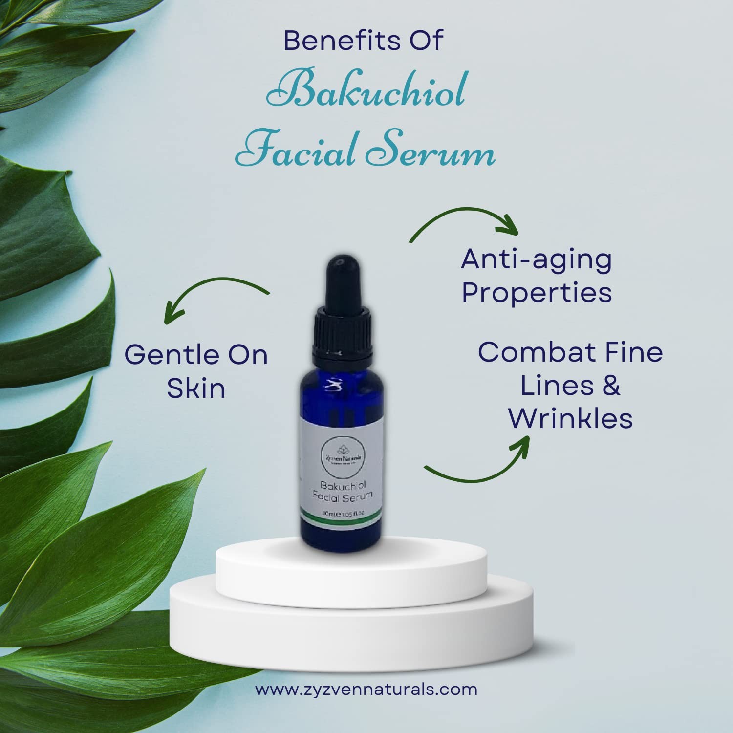 Zyzven Naturals Bakuchiol Facial Serum 30ml 1.05fl.oz Anti Aging, Wrinkles, F…