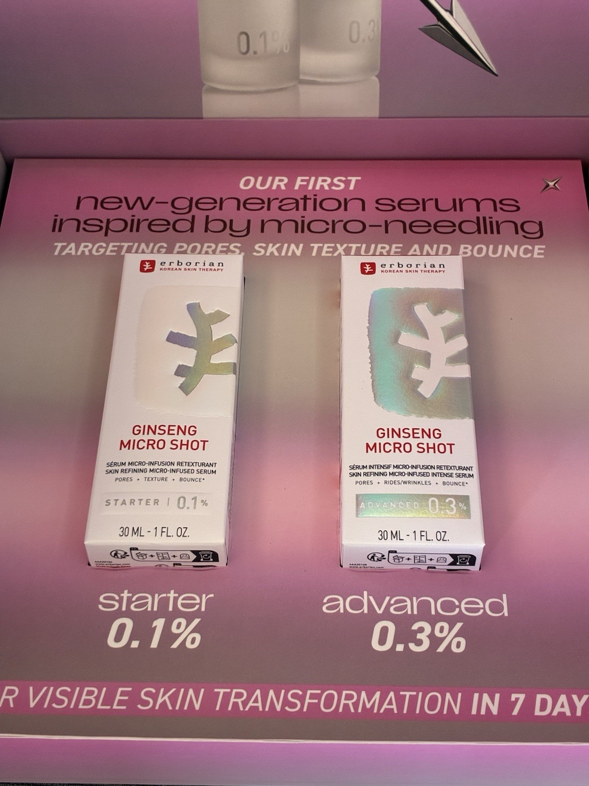Erborian Ginseng Micro Shot 30ml Starter Set Skin Therapy 0.1 & 0.3 New In Box
