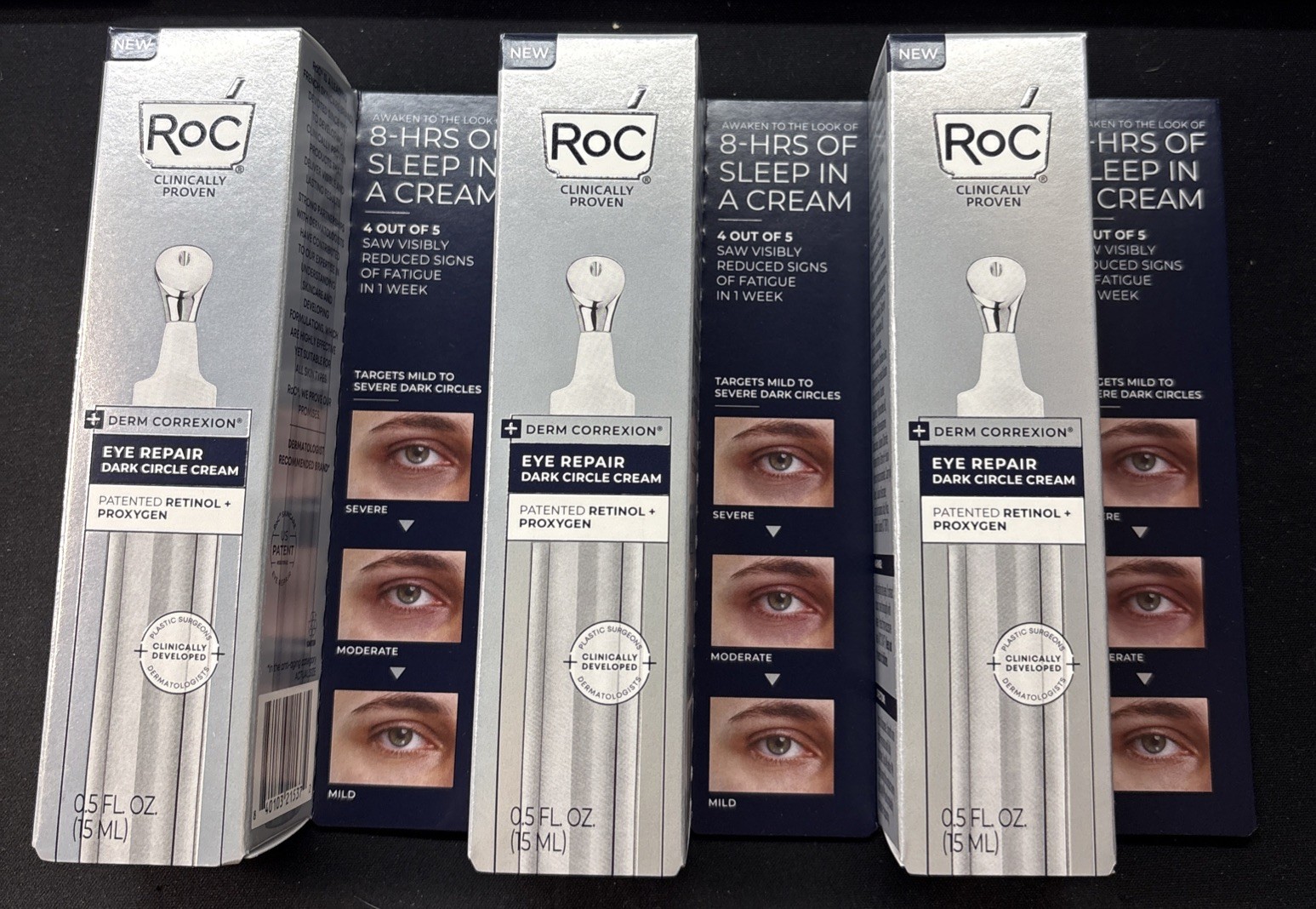 RoC Derm Correxion Eye Repair Dark Circle Treatment 0.5oz ea. Lot of 3!