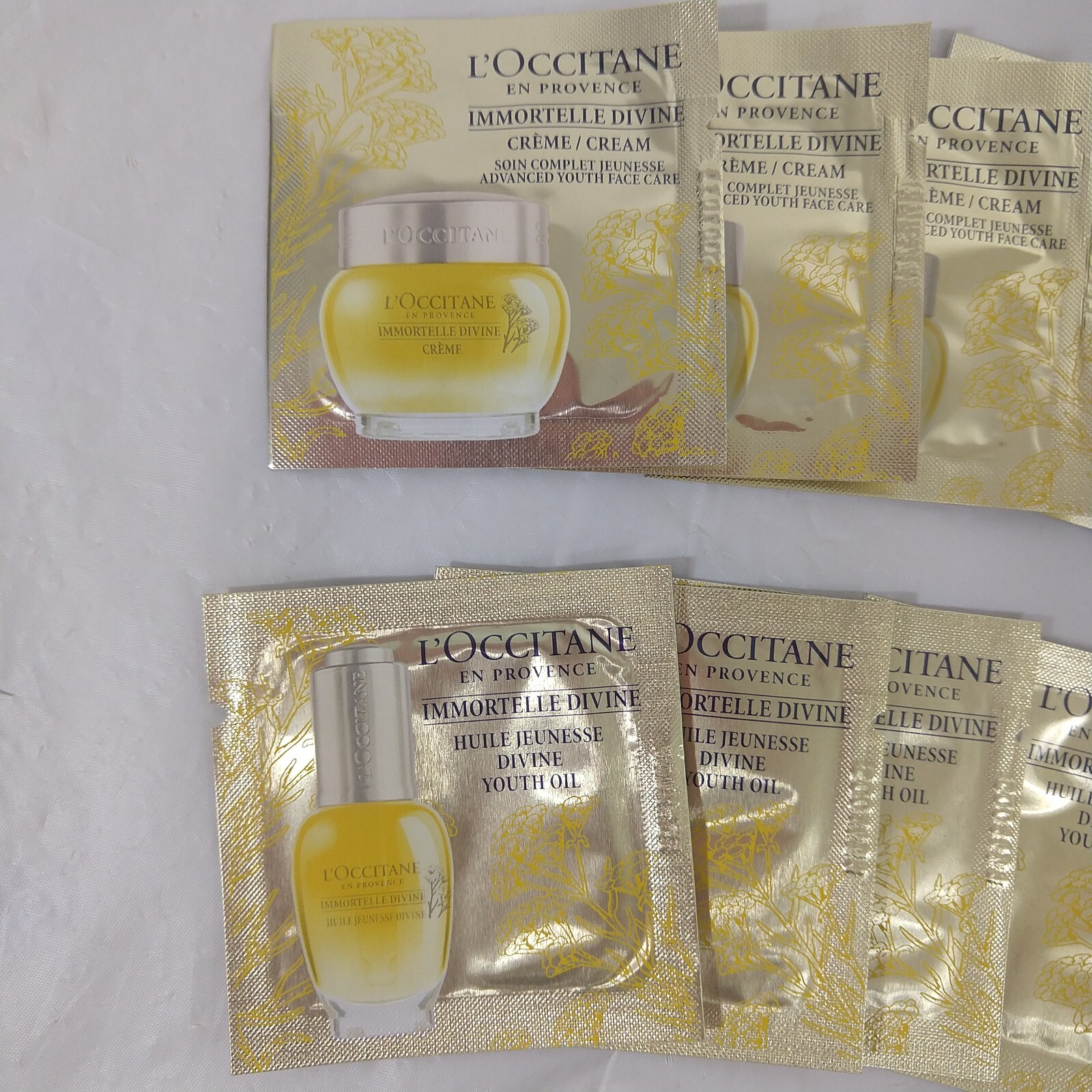 L’OCCITANE Immortelle Divine Face Cream & Divine Youth Oil X 10 Samples NEW