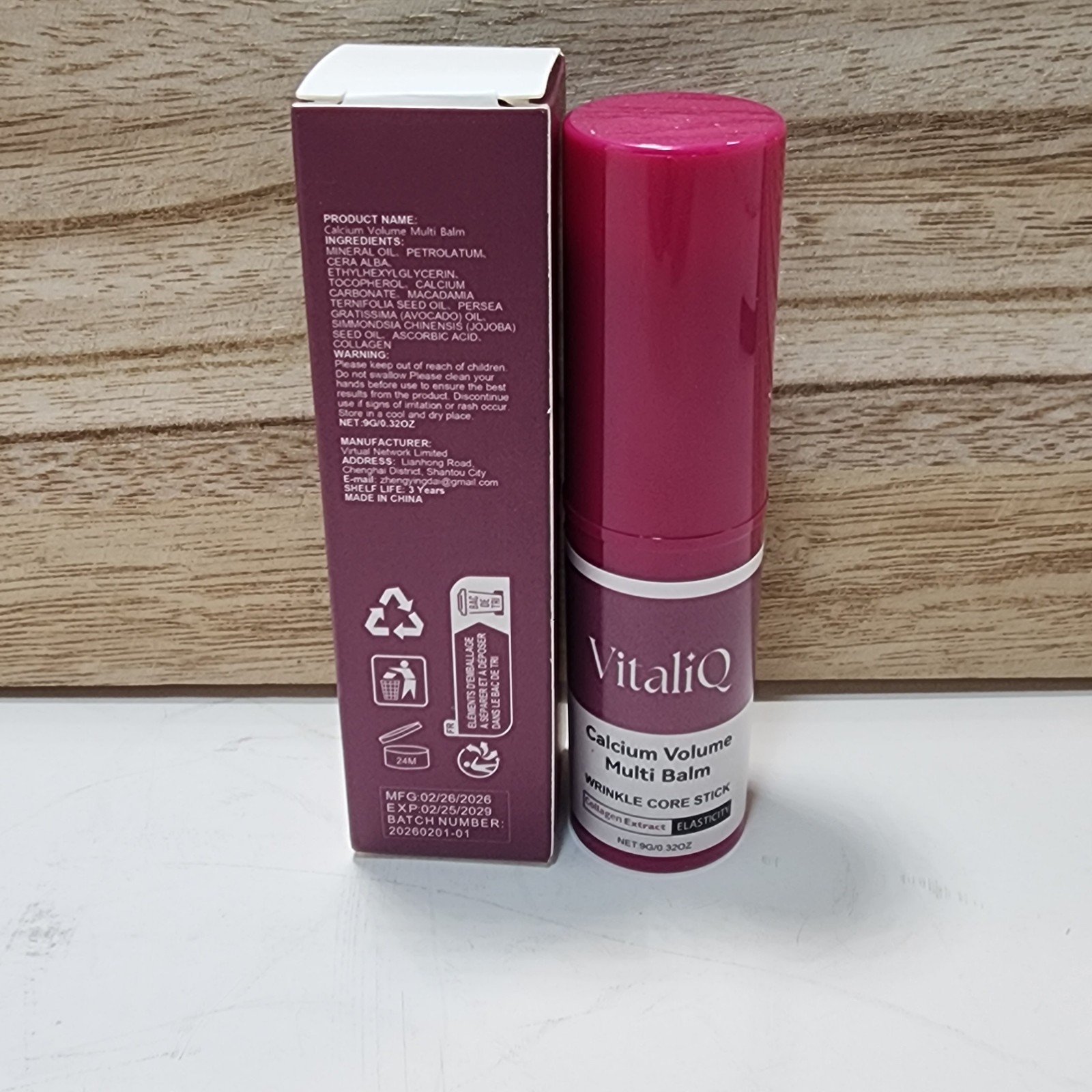 VitalIQ Calcium Volume Multi Balm Wrinkle Care Stick 9g Collagen Vitamin E