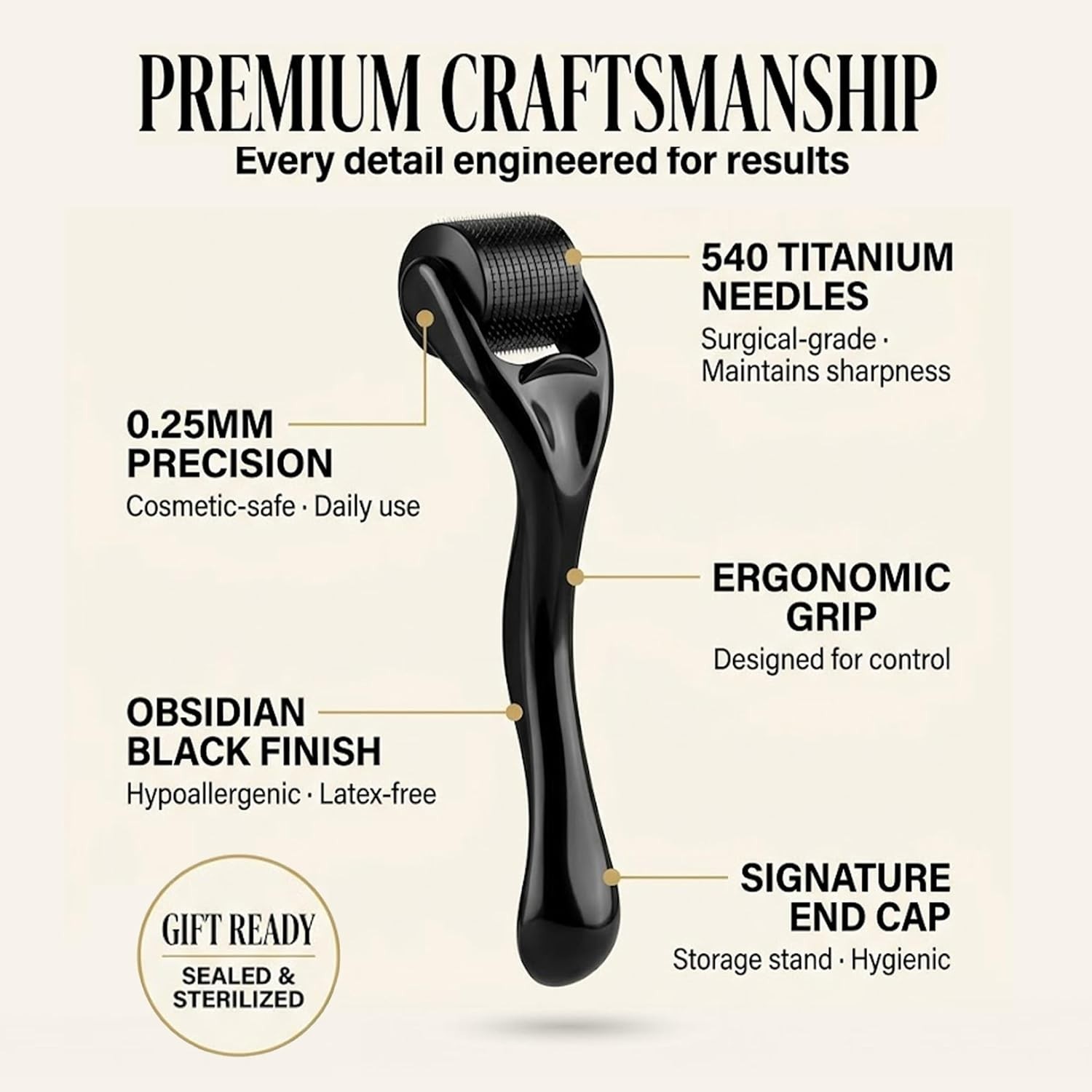 DERMA ROLLER 540 Titanium Micro Needle Facial Skin Roller Cellulite Hair Growth