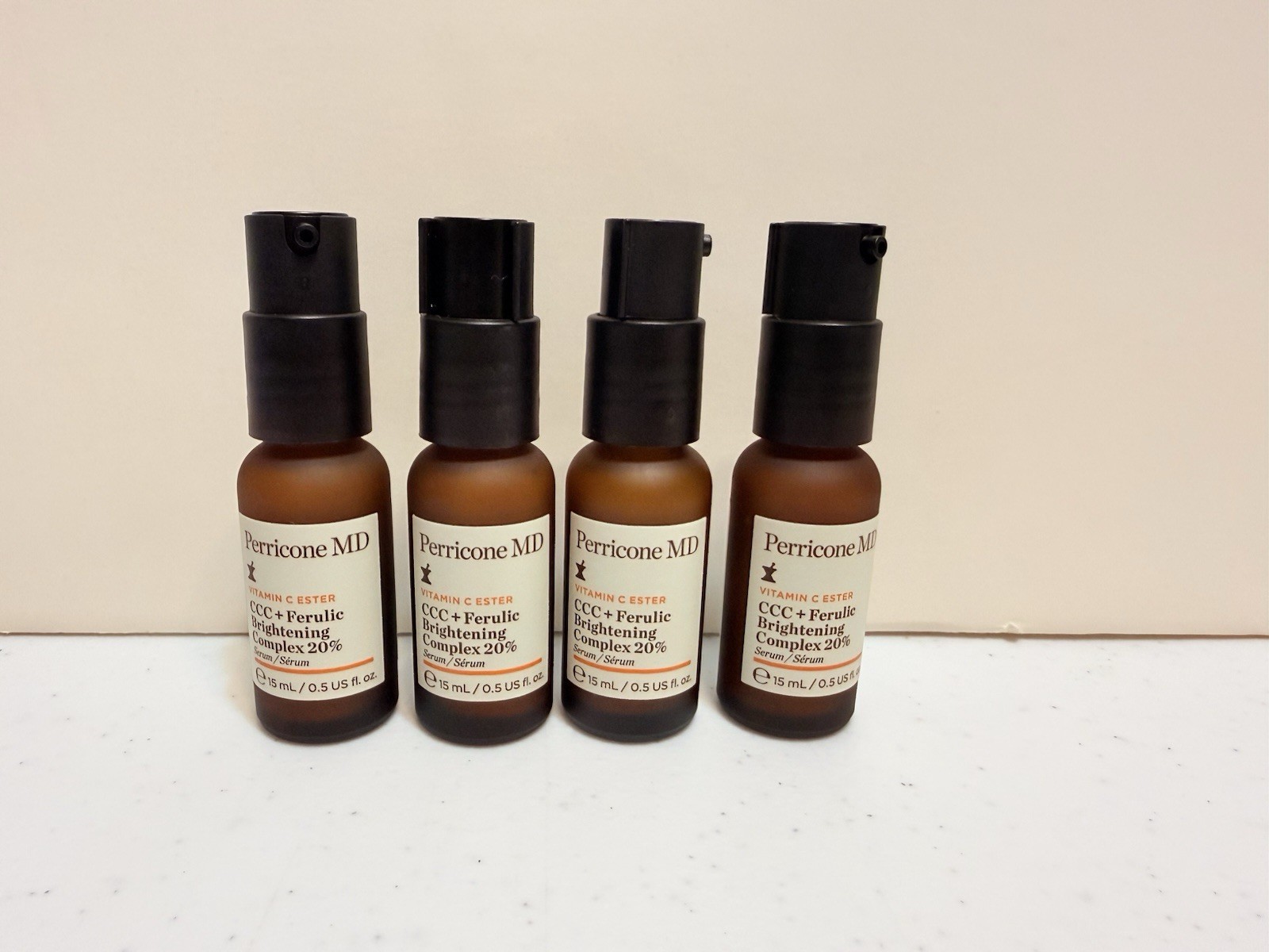 4 PC Perricone MD Vitamin C Ester CCC + Ferulic Brightening Complex Serum 0.5oz